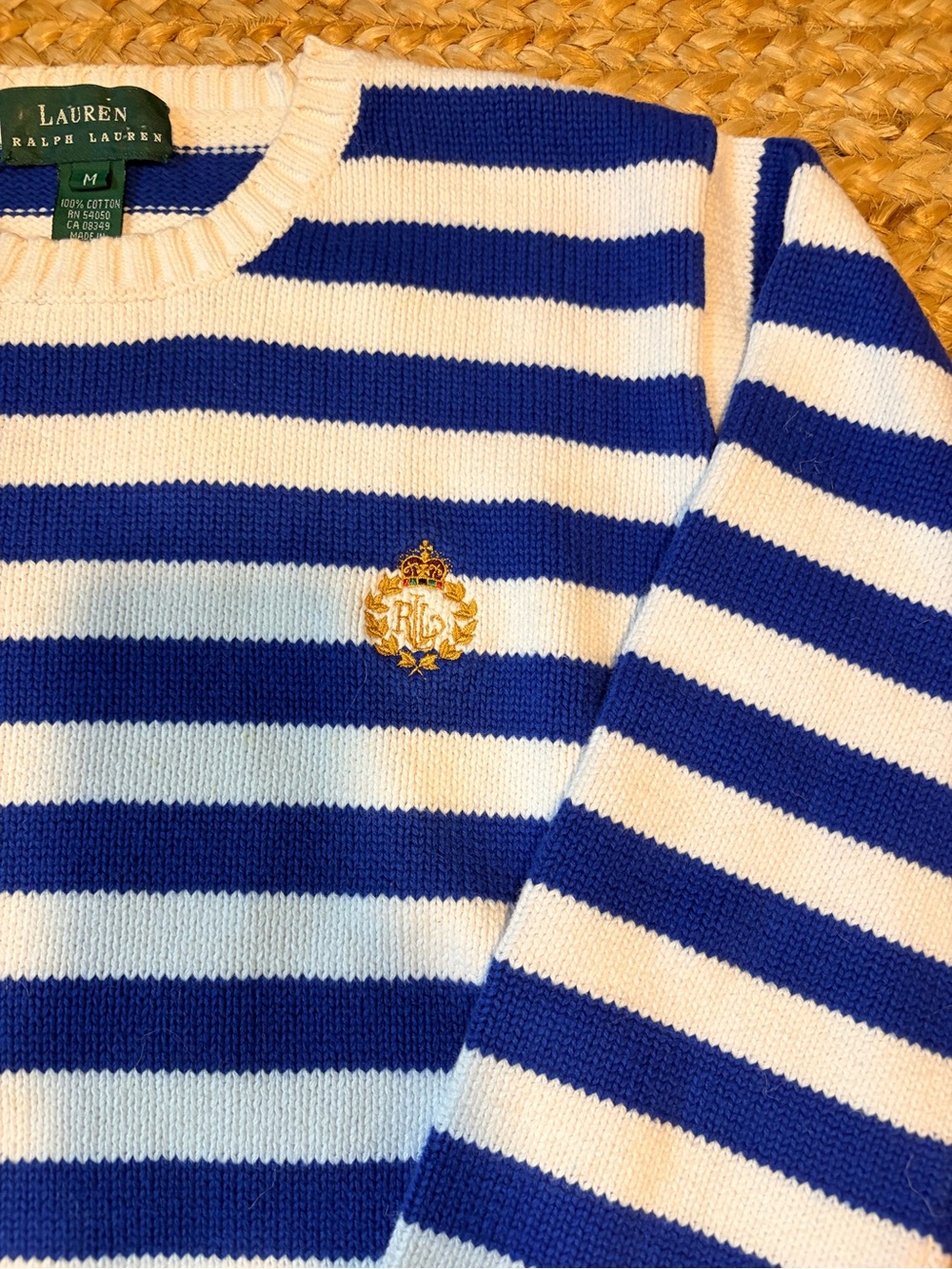 Lauren Ralph Lauren Blue & White Striped Crewneck Sweater - Picture 4 of 4